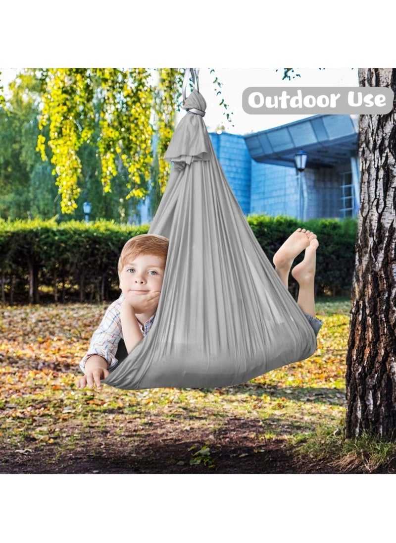 Kids Indoor Sensory Swing (Hardware Included), Provides Calmness and Relaxation for Children with Special Needs, Sensory Swing Indoor Kids Adjustable Hammock Great for ADHD, Autism, Indoor Therapeutic Swing - Gray