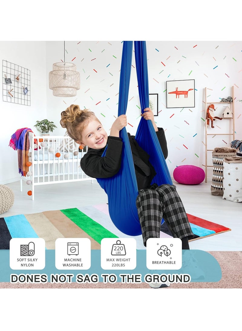 Kids Indoor Sensory Swing (Hardware Included), Provides Calmness and Relaxation for Children with Special Needs, Sensory Swing Indoor Kids Adjustable Hammock Great for ADHD, Autism, Indoor Therapeutic Swing - Blue