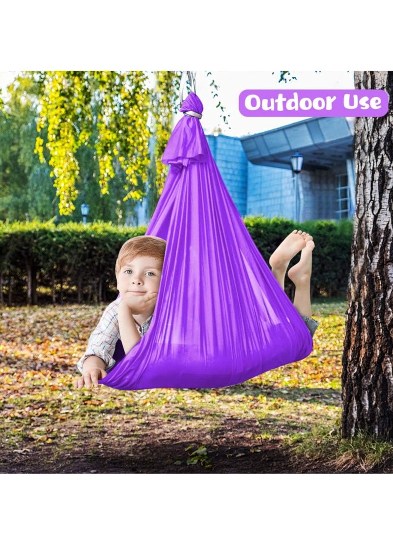 Kids Indoor Sensory Swing (Hardware Included), Provides Calmness and Relaxation for Children with Special Needs, Sensory Swing Indoor Kids Adjustable Hammock Great for ADHD, Autism, Indoor Therapeutic Swing - Purple