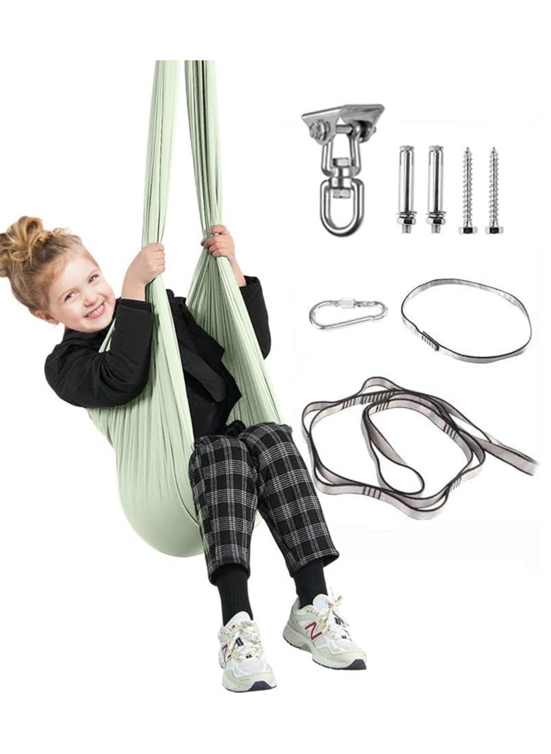 Kids Indoor Sensory Swing (Hardware Included), Provides Calmness and Relaxation for Children with Special Needs, Sensory Swing Indoor Kids Adjustable Hammock Great for ADHD, Autism, Indoor Therapeutic Swing - Light Green