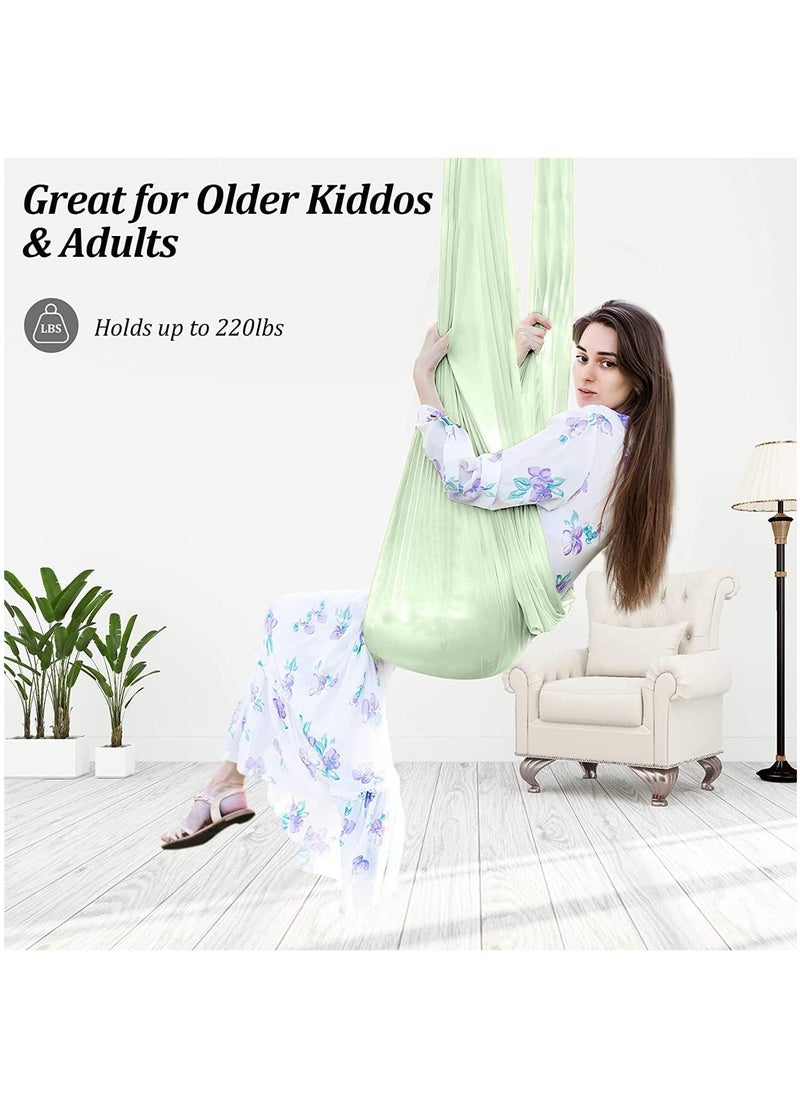 Kids Indoor Sensory Swing (Hardware Included), Provides Calmness and Relaxation for Children with Special Needs, Sensory Swing Indoor Kids Adjustable Hammock Great for ADHD, Autism, Indoor Therapeutic Swing - Light Green