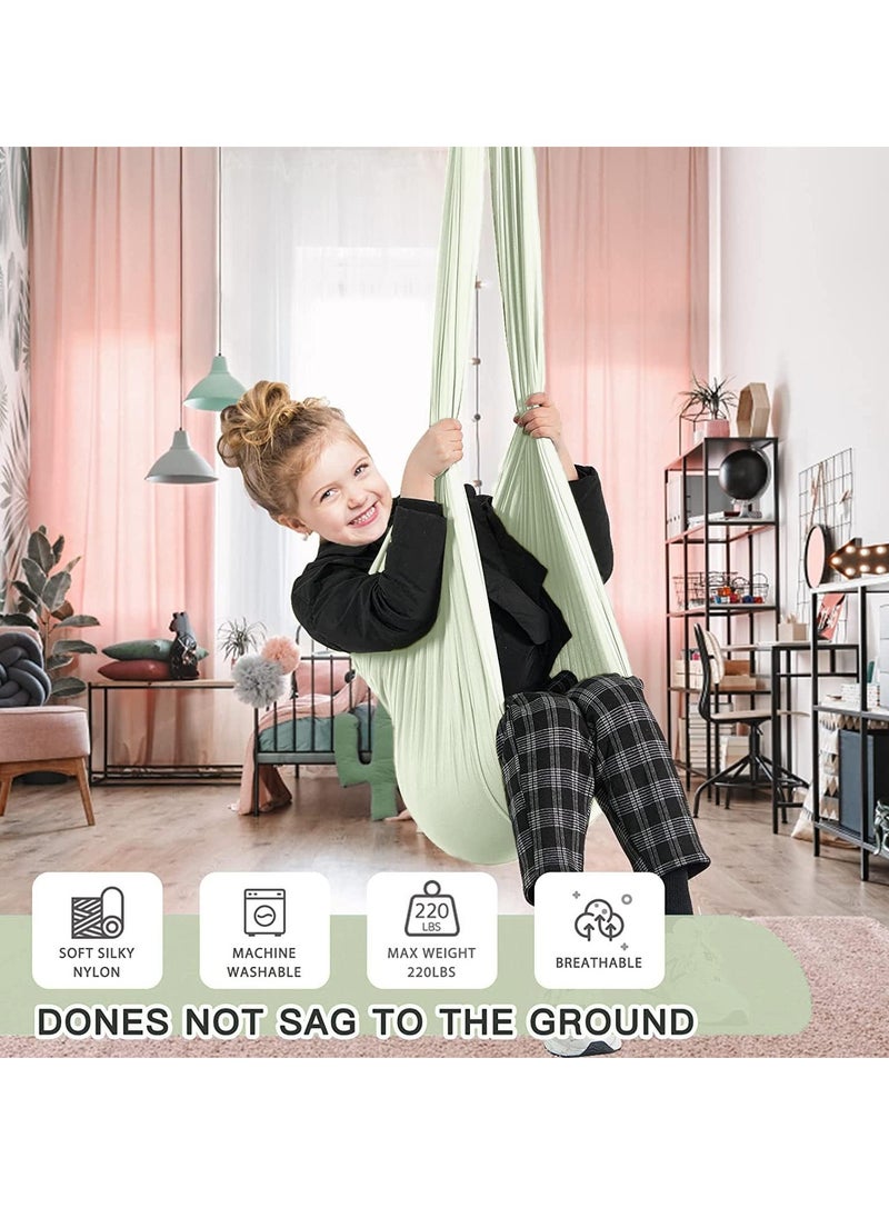 Kids Indoor Sensory Swing (Hardware Included), Provides Calmness and Relaxation for Children with Special Needs, Sensory Swing Indoor Kids Adjustable Hammock Great for ADHD, Autism, Indoor Therapeutic Swing - Light Green