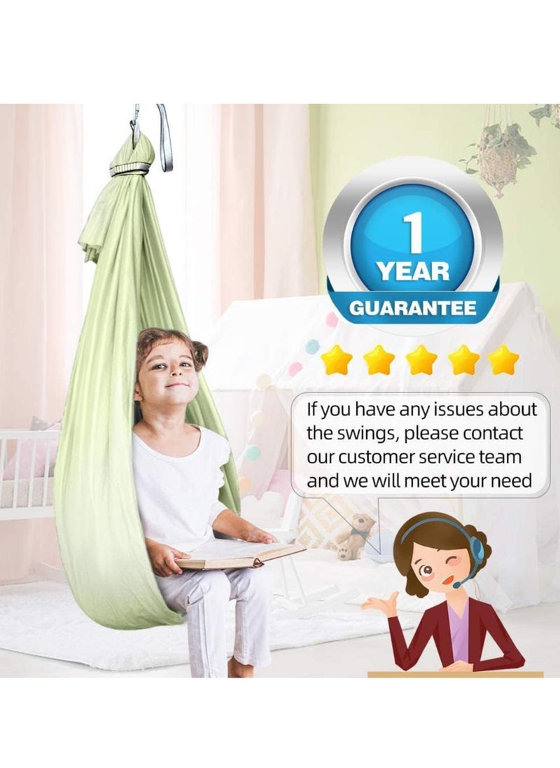 Kids Indoor Sensory Swing (Hardware Included), Provides Calmness and Relaxation for Children with Special Needs, Sensory Swing Indoor Kids Adjustable Hammock Great for ADHD, Autism, Indoor Therapeutic Swing - Light Green