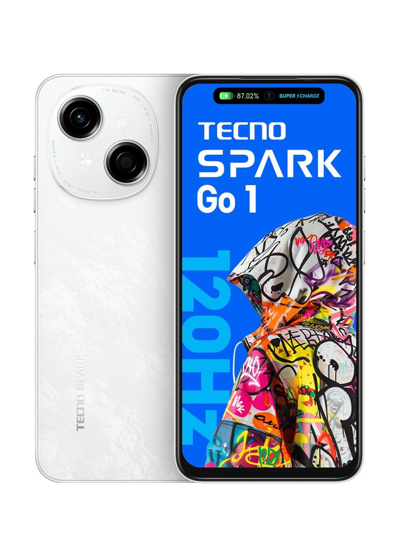 SPARK Go 1 Glittery White  Dual SIM 4GB RAM 128GB - Middle East Version