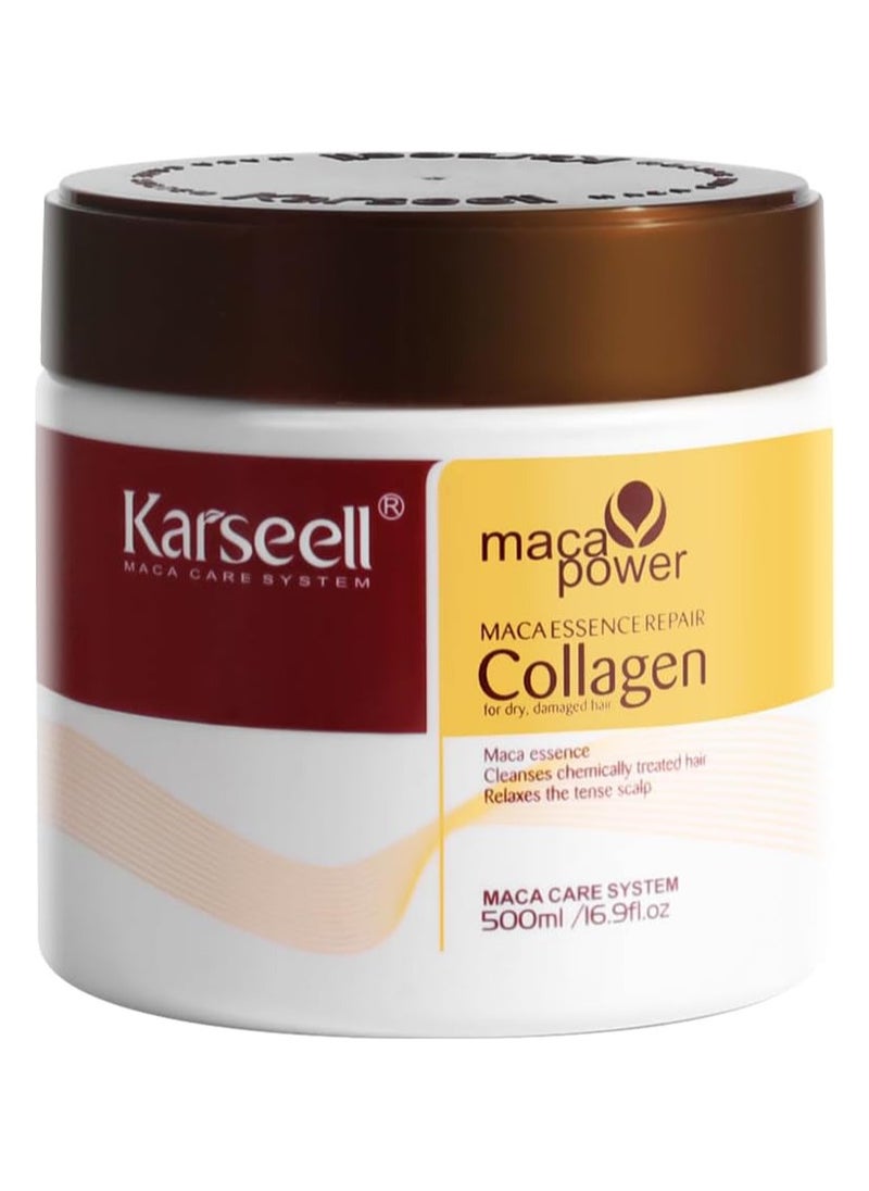 Karseell Collagen Hair Treatment Deep Repair Conditioning Argan Oil Collagen Hair Mask Essence for Dry Damaged Hair All Hair Types 16.90 oz 500ml