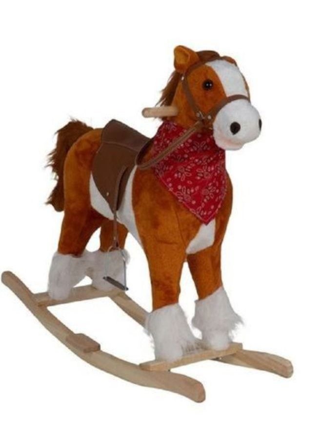 Rocking Horse Plush Animal on Wooden Rockers with Sounds