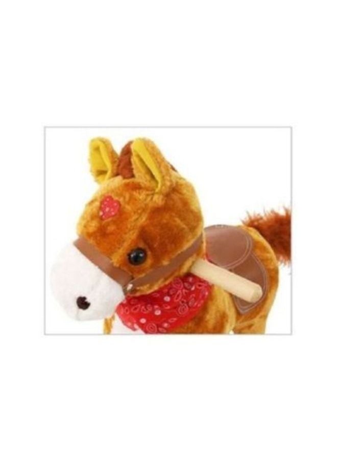 Rocking Horse Plush Animal on Wooden Rockers with Sounds