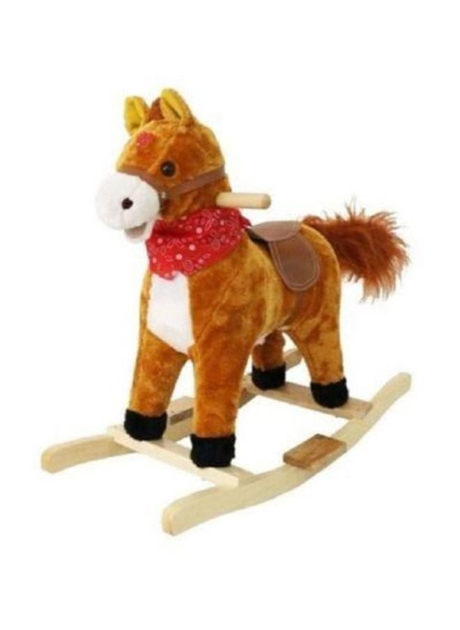 Rocking Horse Plush Animal on Wooden Rockers with Sounds