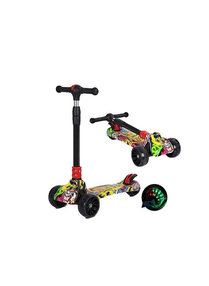 Kid's Scooter 3 Wheel Mini Adjustable Foot Scooter Height Adjustable PU With LED Light Wheels Best For Gifts For Children