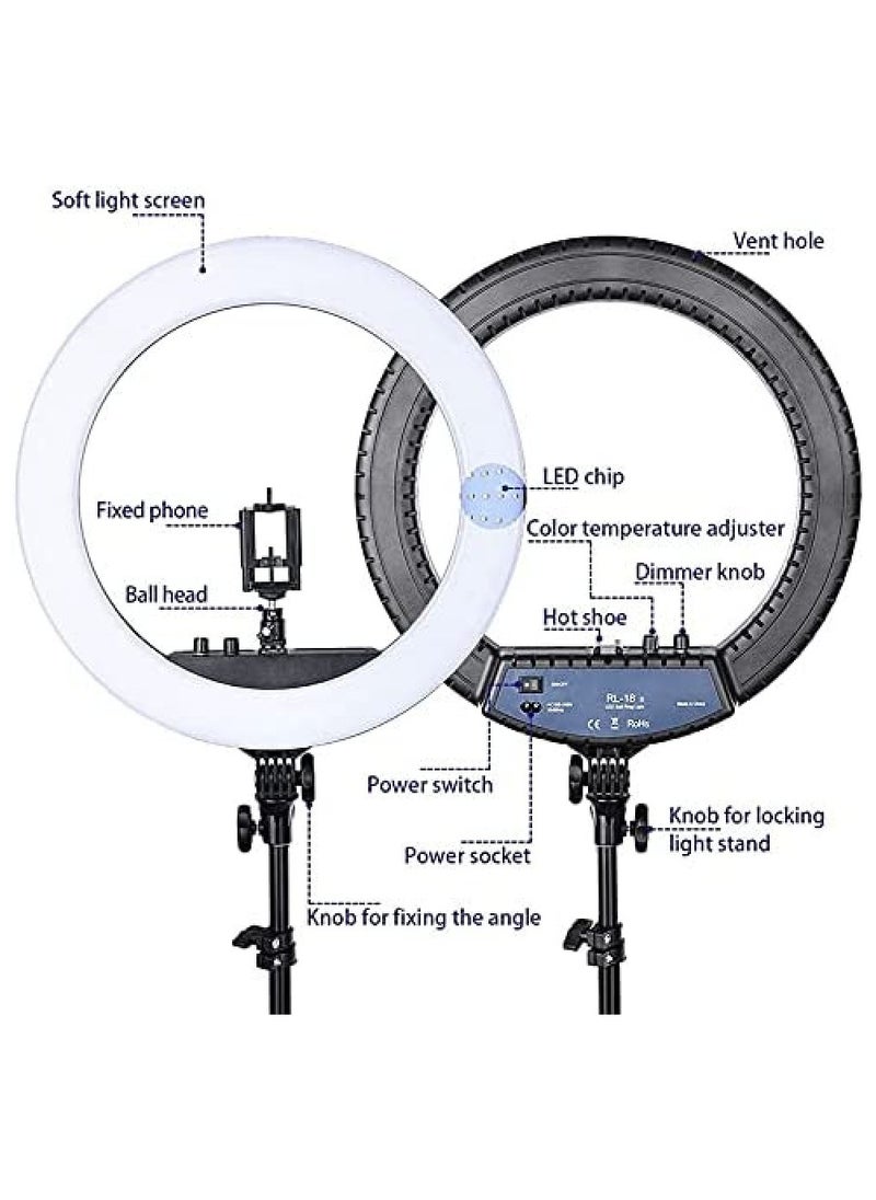 21 inch Professional Big LED Selfie Ring Light With 3 Mount Phone Holders For Reels Photo Shoot Live Stream Makeup Videos