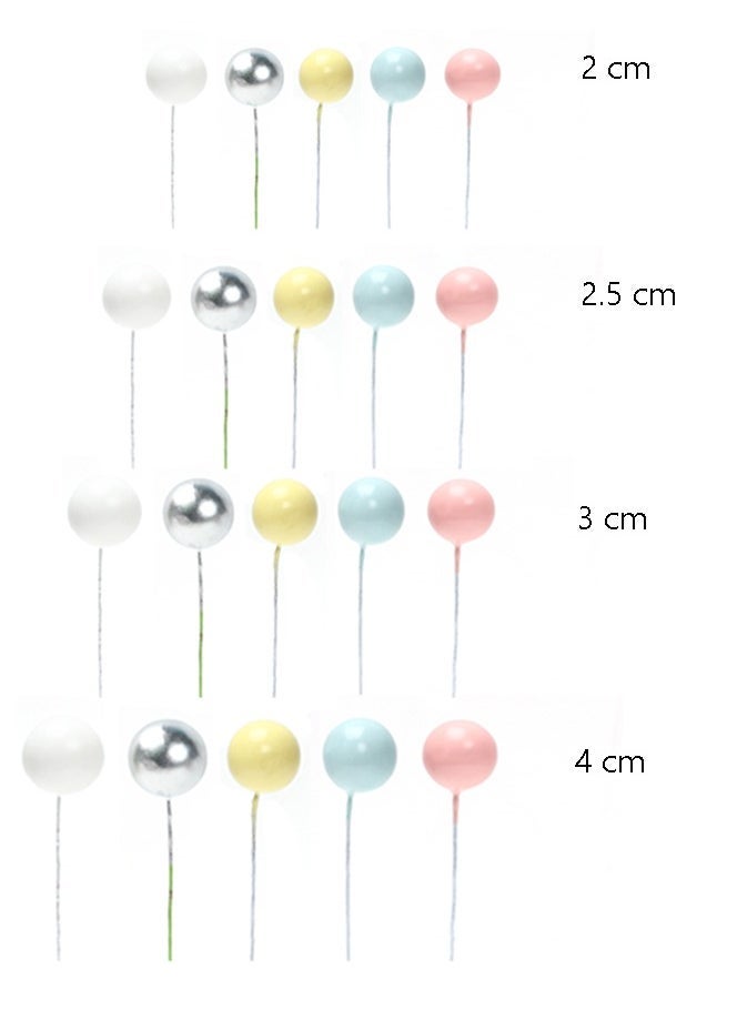 Ball Shaped Cake Topper Cake Picks, Pearl Ball DIY Cake Insert Topper Cup Cake Topper Set Toothpick for Party Birthday Cake Baby Shower Wedding Anniversary 20Pcs