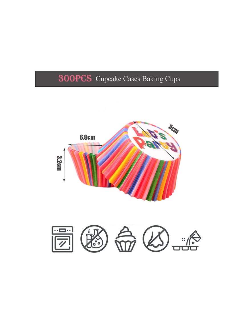 300pcs Colorful Cupcake Cases Paper Baking Cups, Muffin Cases for Baking - Muffin  Cupcake Liners Wrappers Cases, Cupcake Decorations Supplies for Holiday, Boys Girls Birthday, Wedding, Hen Party