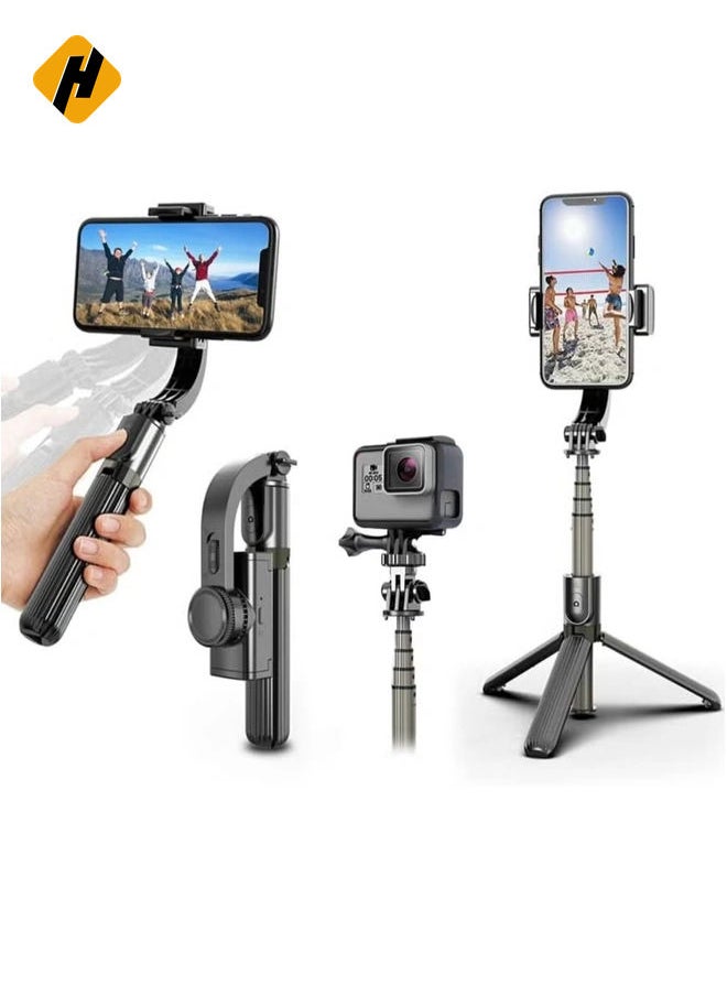 Selfie Stick Gimbal Stabilizer,  360° Rotation Tripod with Wireless Remote, Portable Phone Holder, Auto Balance 1-Axis Gimbal for Smartphones Tiktok Vlog Youtuber Live Video Record