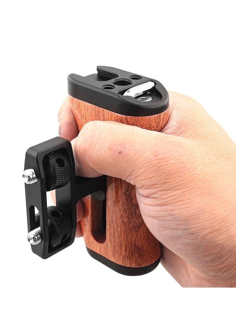 Universal Camera Cage Left Right Side Handle For Sony Canon Nikon Camera Cage Wooden Handle Grip Cold Shoe For Mic Video Light