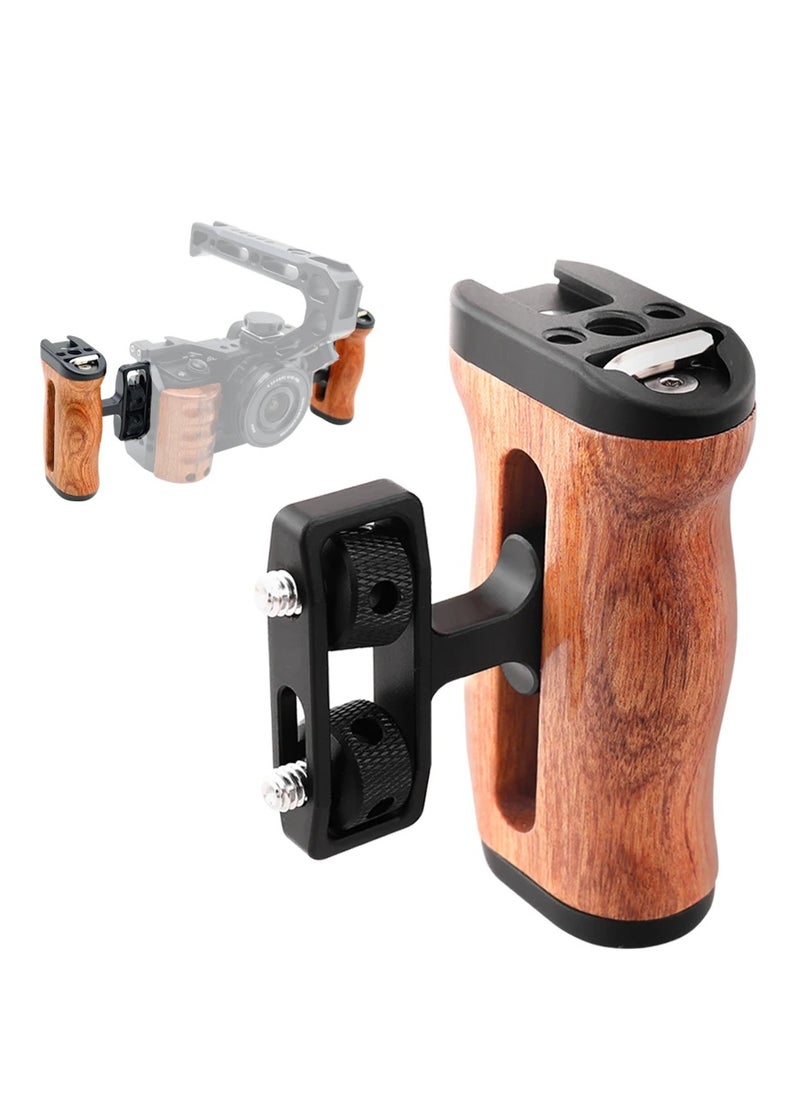 Universal Camera Cage Left Right Side Handle For Sony Canon Nikon Camera Cage Wooden Handle Grip Cold Shoe For Mic Video Light