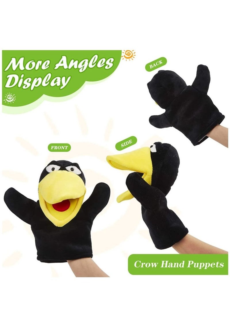 Hand Puppet Toys, Cute Plush Crow Toy Soft Lovely Bird Toy Doll Funny Developing Intelligence Birthday for Kids interactive Imaginative Pretend Play Black, 10''