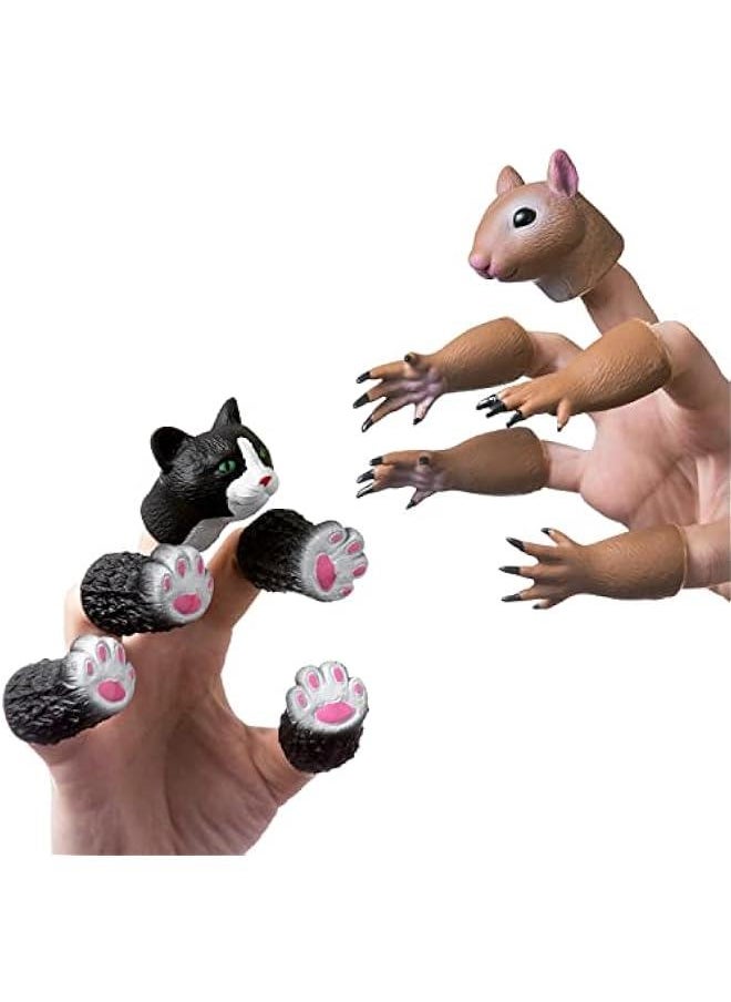 Finger Puppet Set, Animals Puppet Show Theater Props, Novelty Toys Weird Stuff Gifts (Squirrel & Cat)