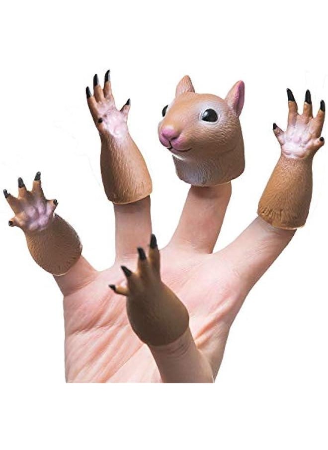 Finger Puppet Set, Animals Puppet Show Theater Props, Novelty Toys Weird Stuff Gifts (Squirrel & Cat)