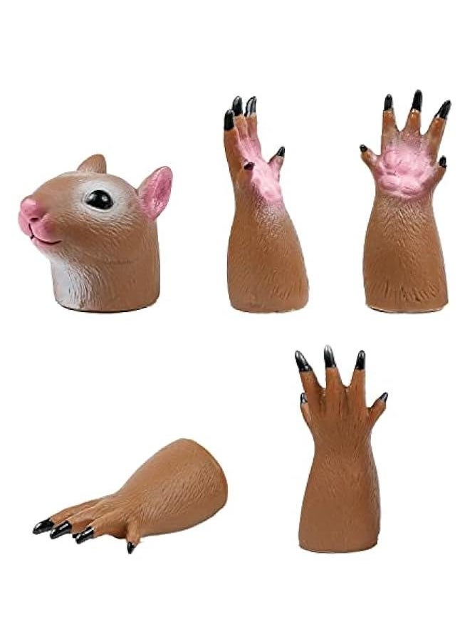 Finger Puppet Set, Animals Puppet Show Theater Props, Novelty Toys Weird Stuff Gifts (Squirrel & Cat)