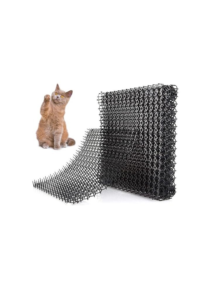 Cat Repellent Outdoor, Cat Scat Mat (Set of 10) 16 X 13 Inch Square, Cat Deterrent Mat with 1 inch Plastic Spikes, Cat Spike Mat, Cat Scratch Deterrent 13ft Coverage, Cat Deterrent Indoor & Outdoor