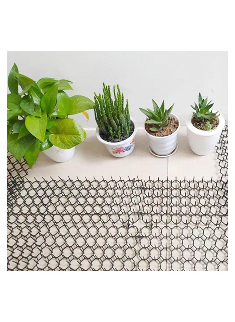 12PCS 20*15.5cm Cat Scat Mat with Spikes, Prickle Strips Plastic Spikes, Indoor and Outdoor for Dererrent, Prickle Strip Dig Network Stopper Cat Repellent Mat, Pet Digging Deterrent 8 U-Shaped Peg