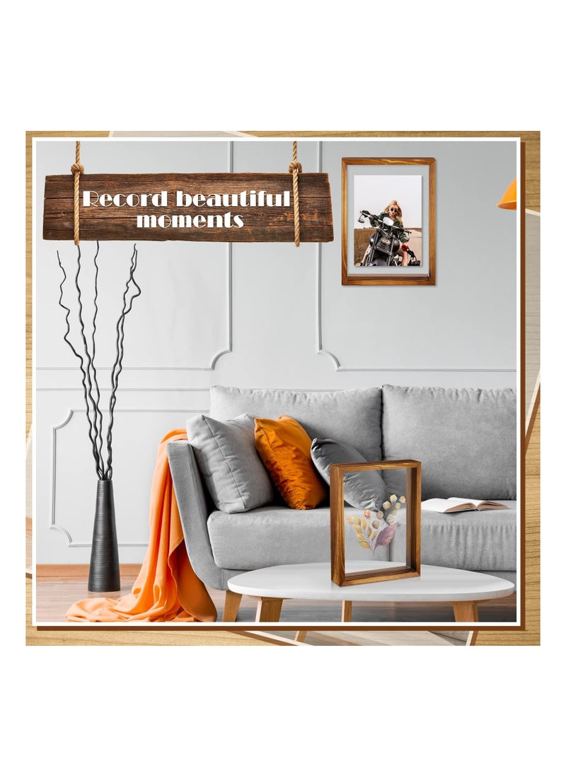 2 Pcs Rustic Floating Frames, Pressed Flower Display Frames Double-sided Acrylic Frames Wooden Plant Specimen Frames Double-sided Photo Display Herbarium Specimen Frames for Desktop