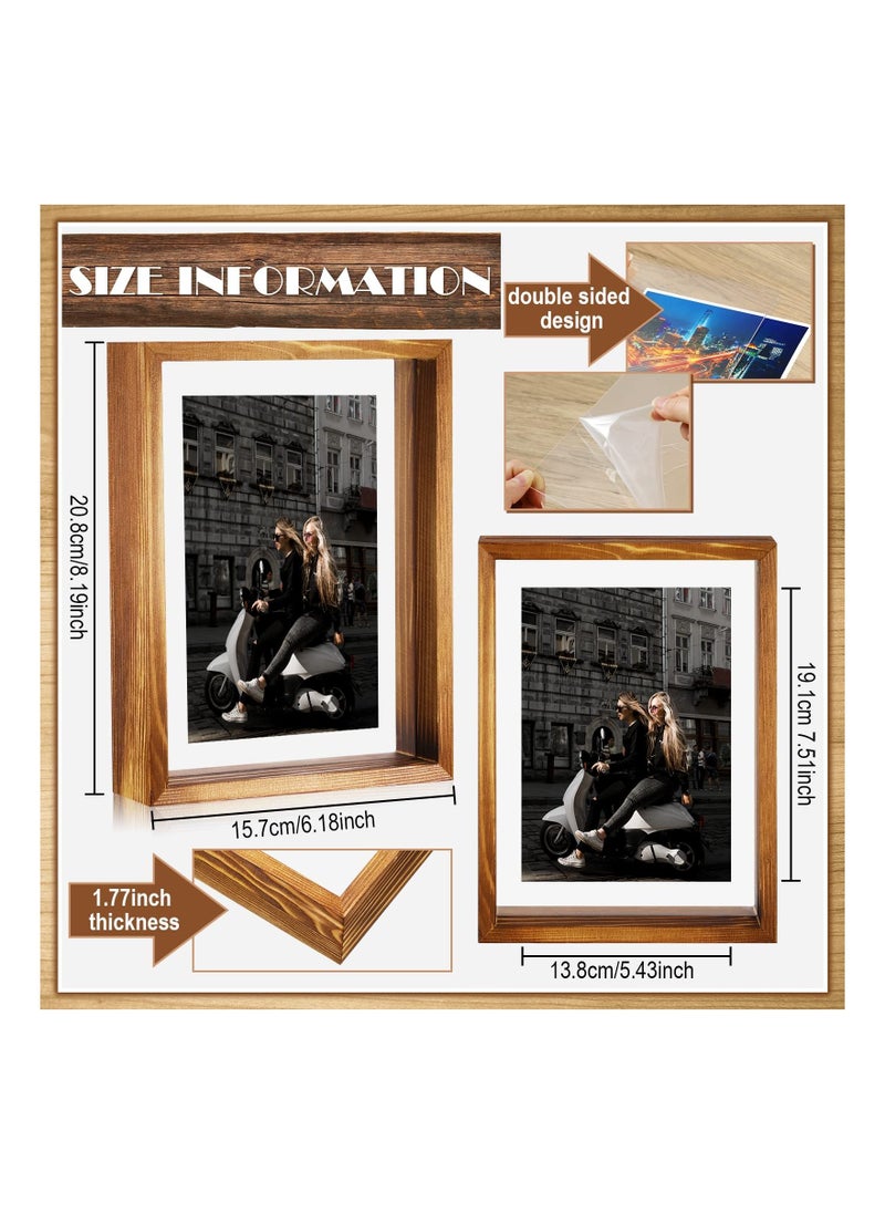 2 Pcs Rustic Floating Frames, Pressed Flower Display Frames Double-sided Acrylic Frames Wooden Plant Specimen Frames Double-sided Photo Display Herbarium Specimen Frames for Desktop