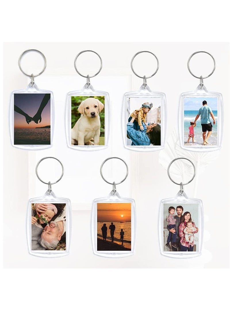 30 PCS Acrylic Photo Frame Keyrings Clear Picture Keychains Acrylic Photo Snap-in Key Chain for Artwork Gifts &Craft(1.57 × 2.17 inch)