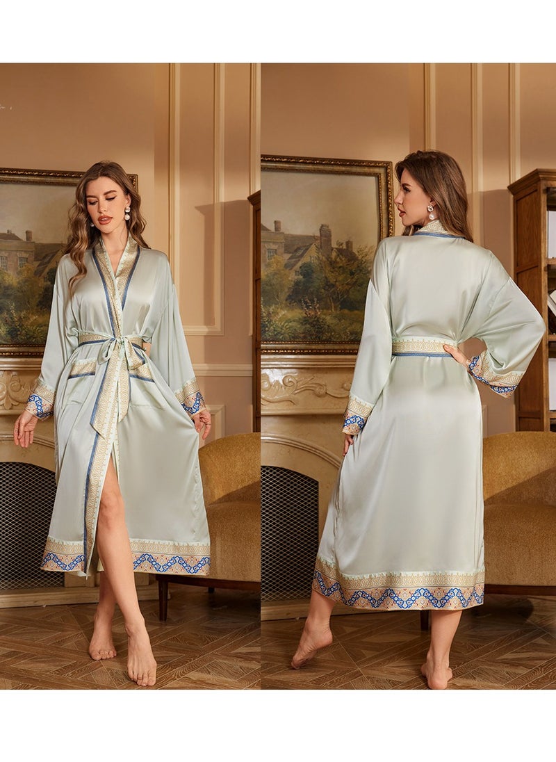 Tie Up Long Sleeved Sleeping Bathrobe Can Be Used As A Wedding Morning Gown Or Home Outfit(Single Outer Robe)