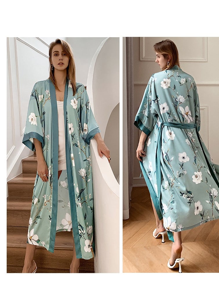 Tie Up Long Sleeved Sleeping Bathrobe Can Be Used As A Wedding Morning Gown Or Home Outfit