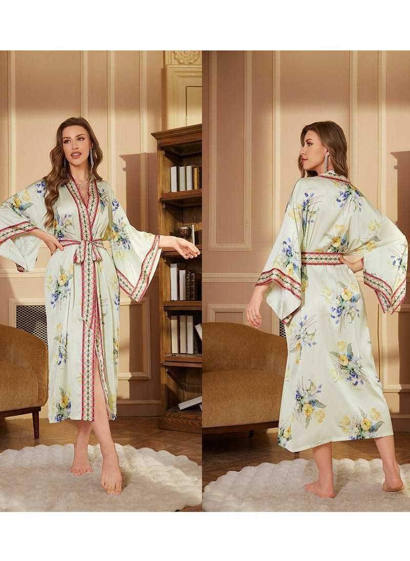 Tie Up Long Sleeved Sleeping Bathrobe Can Be Used As A Wedding Morning Gown Or Home Outfit