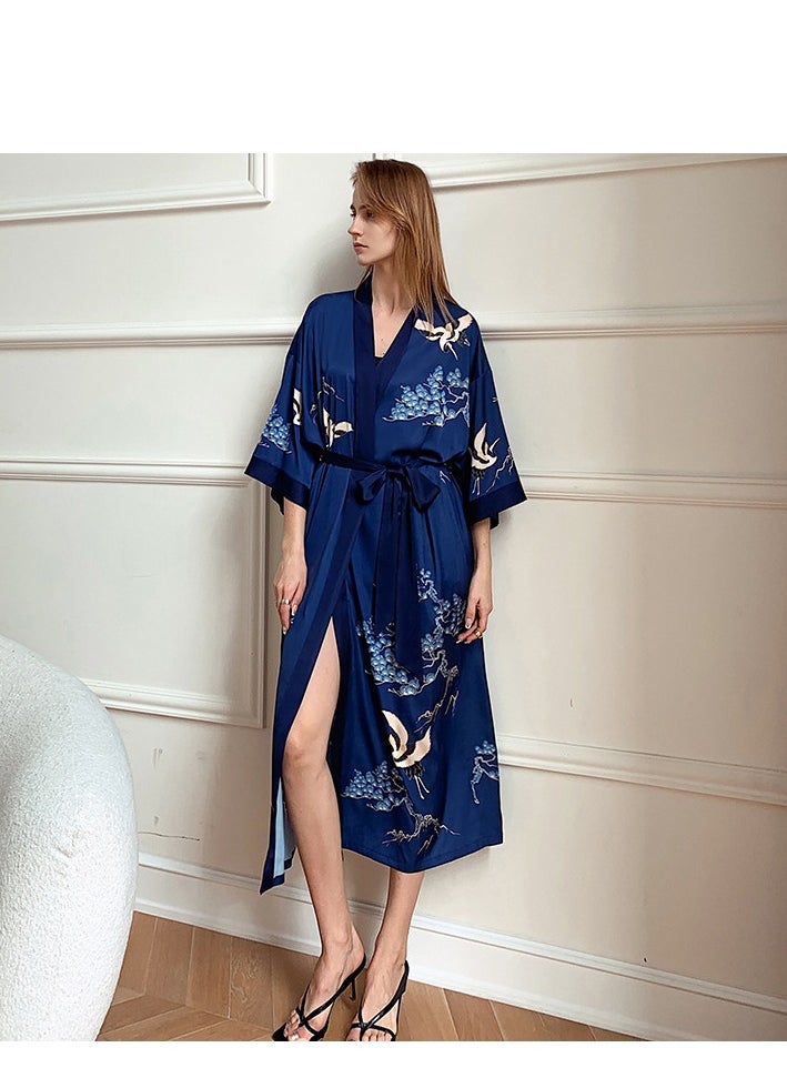 Tie Up Long Sleeved Sleeping Bathrobe Can Be Used As A Wedding Morning Gown Or Home Outfit