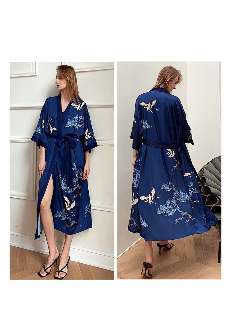 Tie Up Long Sleeved Sleeping Bathrobe Can Be Used As A Wedding Morning Gown Or Home Outfit