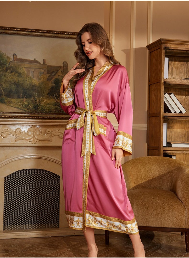 Tie Up Long Sleeved Sleeping Bathrobe Can Be Used As A Wedding Morning Gown Or Home Outfit (Single Outer Robe)