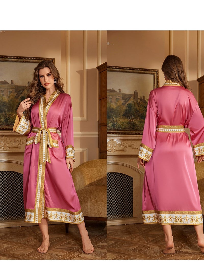 Tie Up Long Sleeved Sleeping Bathrobe Can Be Used As A Wedding Morning Gown Or Home Outfit (Single Outer Robe)