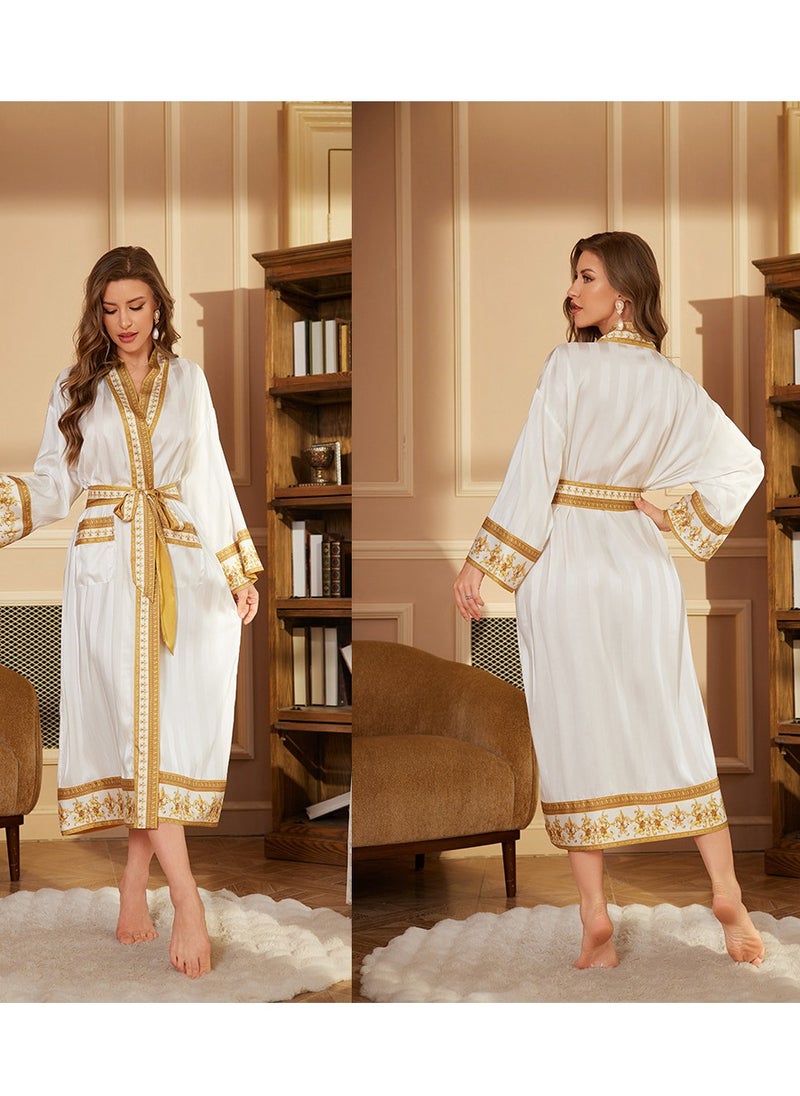 Tie Up Long Sleeved Sleeping Bathrobe Can Be Used As A Wedding Morning Gown Or Home Outfit (Single Outer Robe)