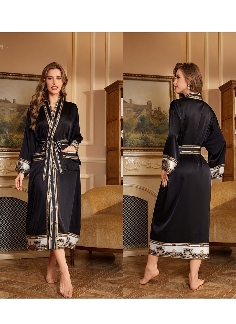 Tie Up Long Sleeved Sleeping Bathrobe Can Be Used As A Wedding Morning Gown Or Home Outfit(Single Outer Robe)