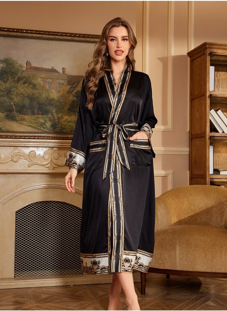 Tie Up Long Sleeved Sleeping Bathrobe Can Be Used As A Wedding Morning Gown Or Home Outfit(Single Outer Robe)