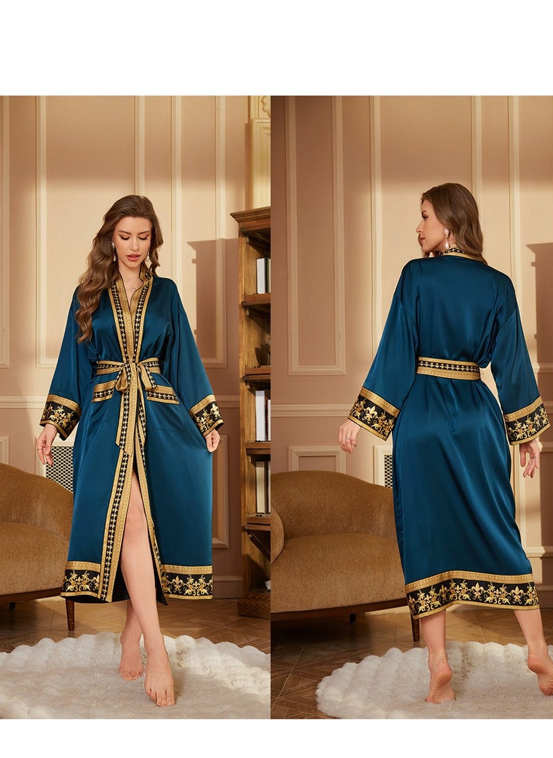 Tie Up Long Sleeved Sleeping Bathrobe Can Be Used As A Wedding Morning Gown Or Home Outfit(Single Outer Robe)