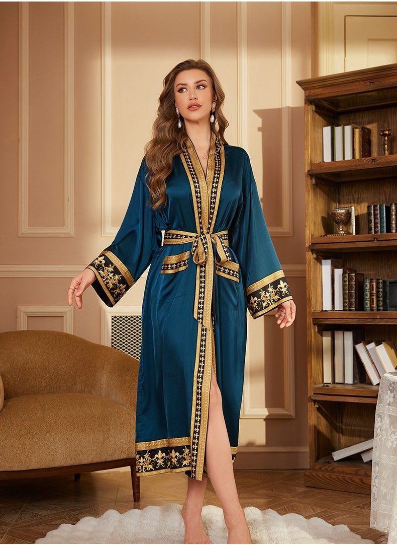 Tie Up Long Sleeved Sleeping Bathrobe Can Be Used As A Wedding Morning Gown Or Home Outfit(Single Outer Robe)