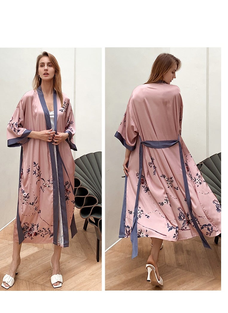 Tie Up Long Sleeved Sleeping Bathrobe Can Be Used As A Wedding Morning Gown Or Home Outfit