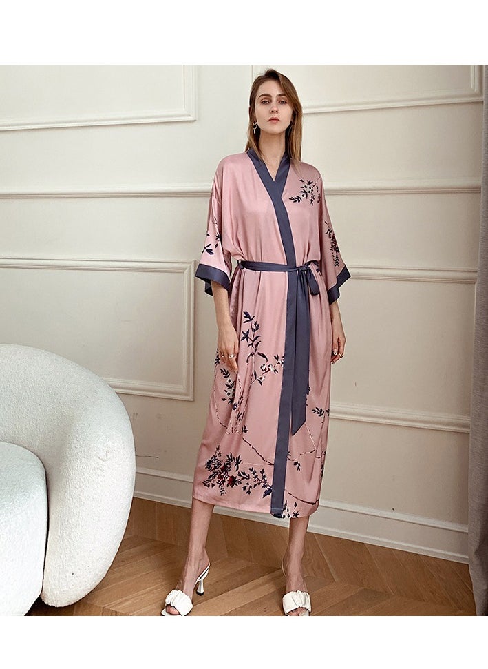 Tie Up Long Sleeved Sleeping Bathrobe Can Be Used As A Wedding Morning Gown Or Home Outfit