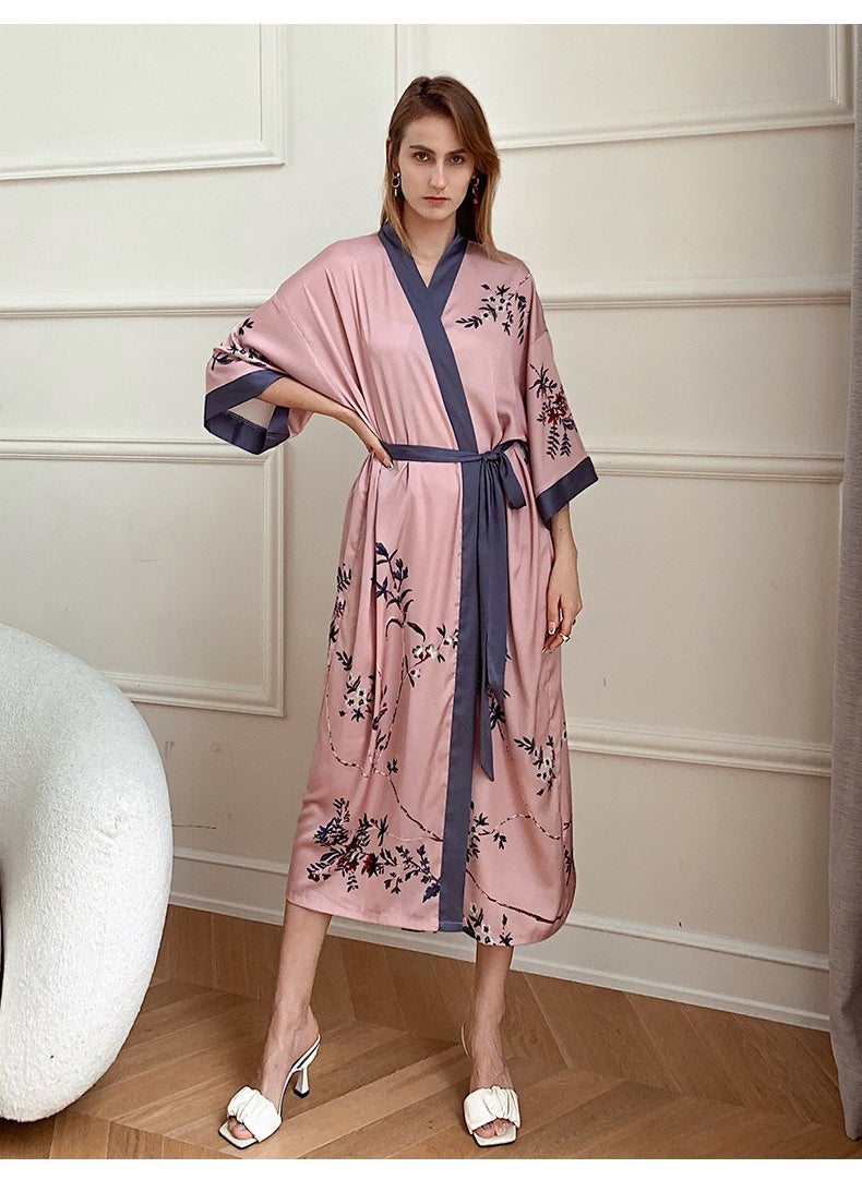 Tie Up Long Sleeved Sleeping Bathrobe Can Be Used As A Wedding Morning Gown Or Home Outfit