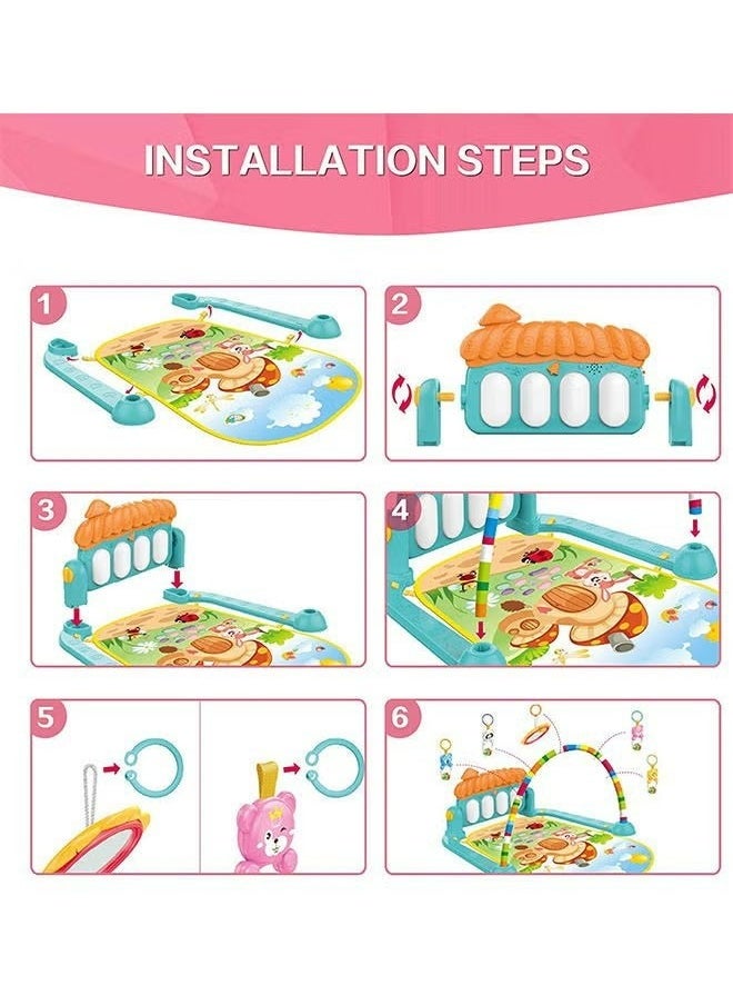 Baby Play Mat Baby Gym,Play Piano Baby Activity Gym Mat with Music and Lights,Piano Gym,Early Development Baby Play Mat