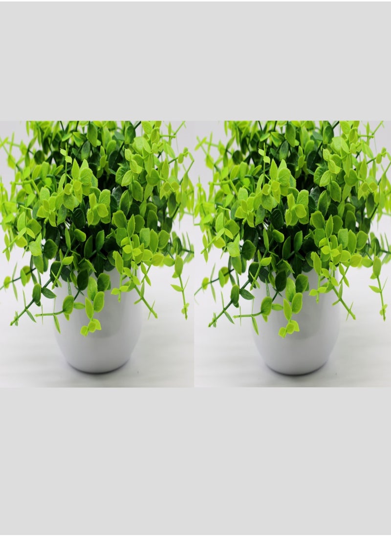 2 Pack Mini Artificial Plants in Pot,Small Fake Lush Green Plants,Faux Botanical Decor for Indoor Home Office Desktop Bookshelf Decoration