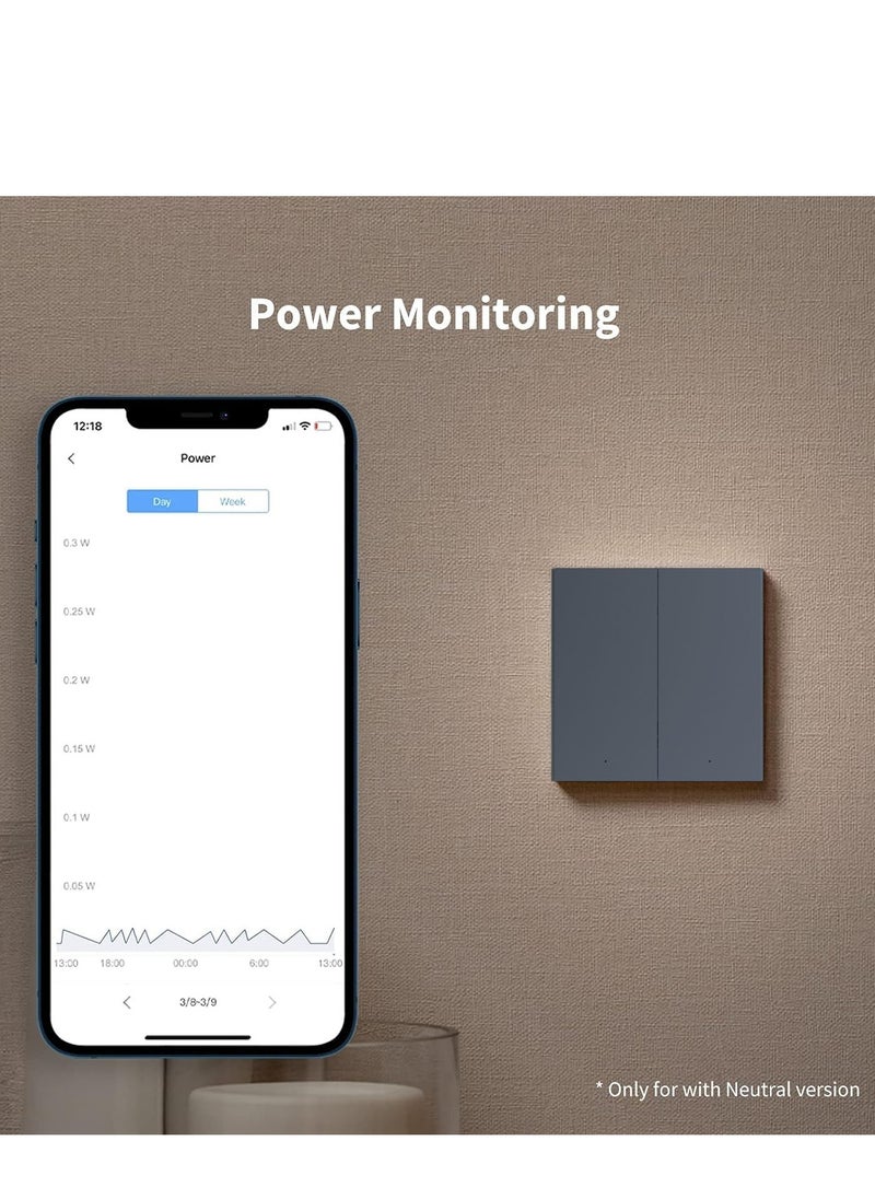 Aqara Smart Wall Switch H1 Global version,Remote Control Light Switch for Smart Home, Compatible with Alexa,HomeKit, Google Assistant, IFTTT (No Neutral, Single Rocker, Grey)