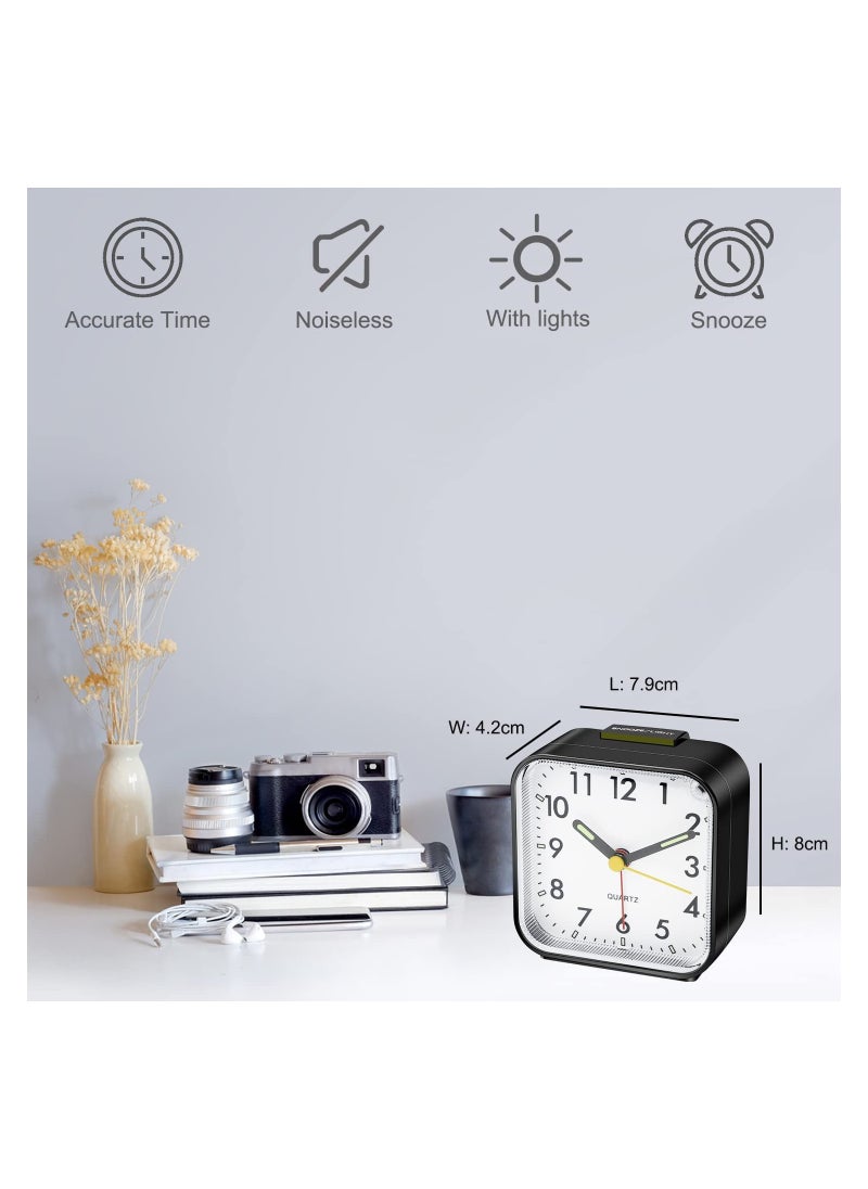 Silent Alarm Clock - Non-Ticking Battery Powered, Luminous Large Display, Snooze Function, Perfect for Bedroom & Office, Travel-Friendly Basic Table Clock