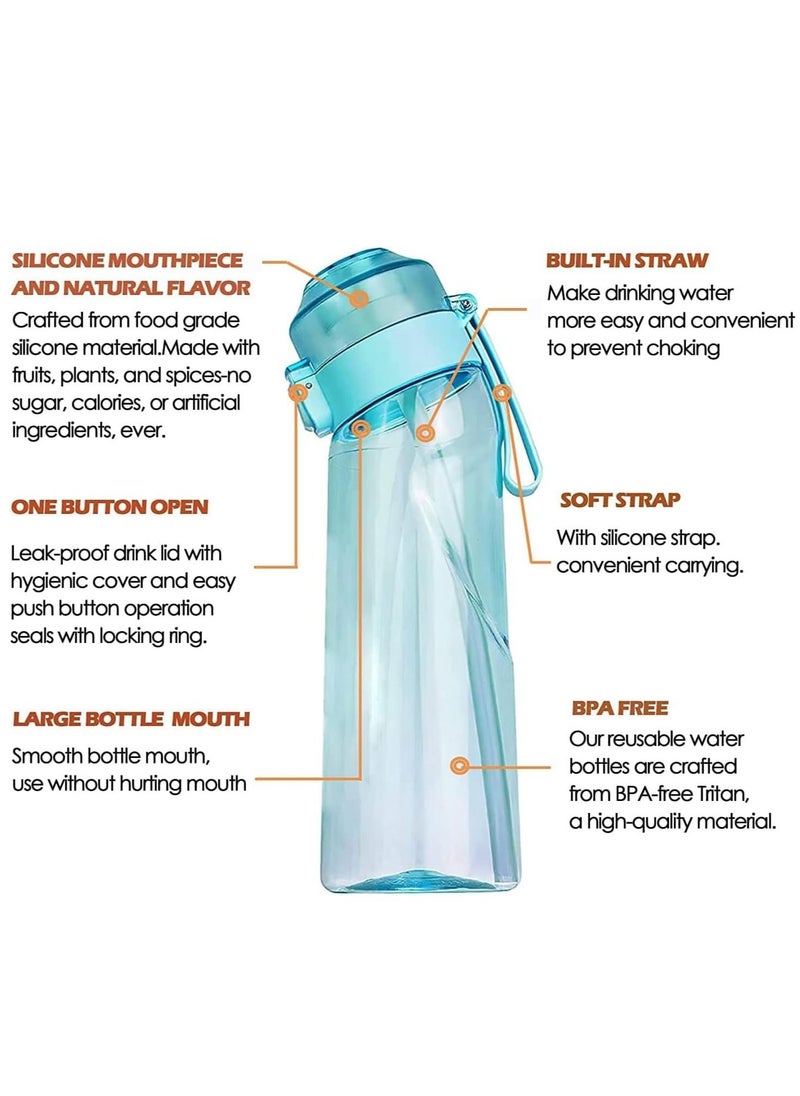 Sports Air Water Bottle BPA Free Starter up Set Drinking Bottles,650ML Fruit Fragrance Water Bottle, with 7 Flavour pods%0 Sugar Water Cup, for Gym and Outdoor Gift