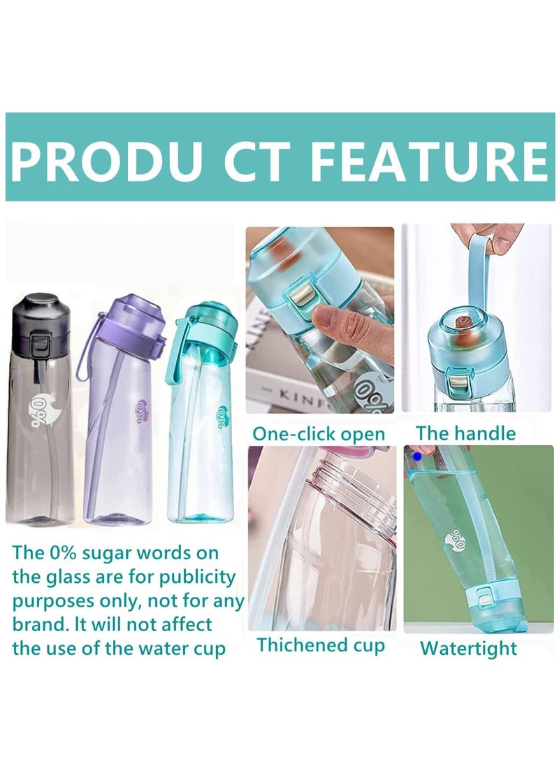 BPA-Free Sports Water Bottle Set with 650ML Capacity, Includes 7 Flavor Pods for Sugar-Free Fruit Infused Hydration, Perfect for Active Lifestyles.