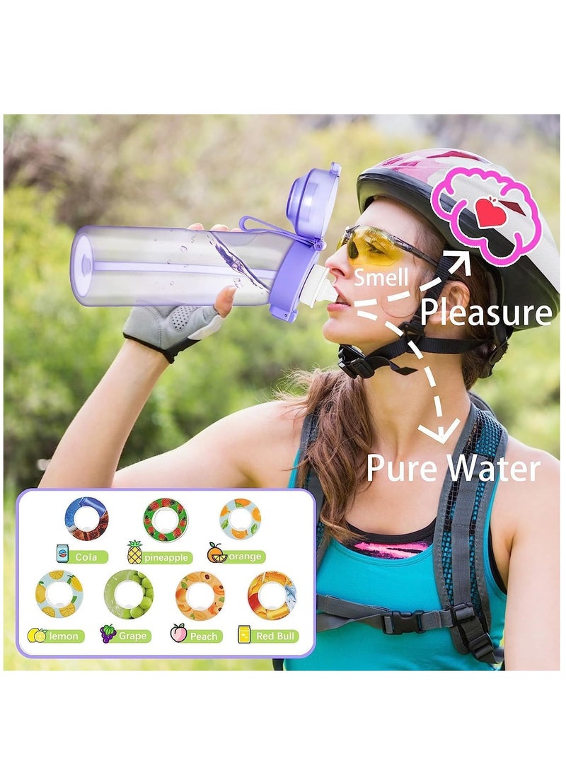 BPA-Free Sports Water Bottle Set with 650ML Capacity, Includes 7 Flavor Pods for Sugar-Free Fruit Infused Hydration, Perfect for Active Lifestyles.